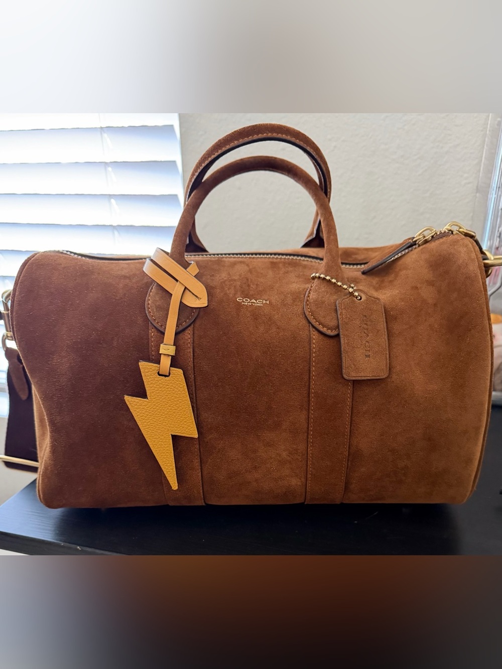 Coach Compass Bag 35 Suede Warm Brown